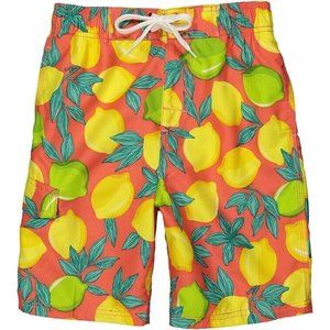 Kanu Surf Boys' Avalon Quick Dry UPF 50+ Beach Swim Trunk, Lemons Coral, 3T
